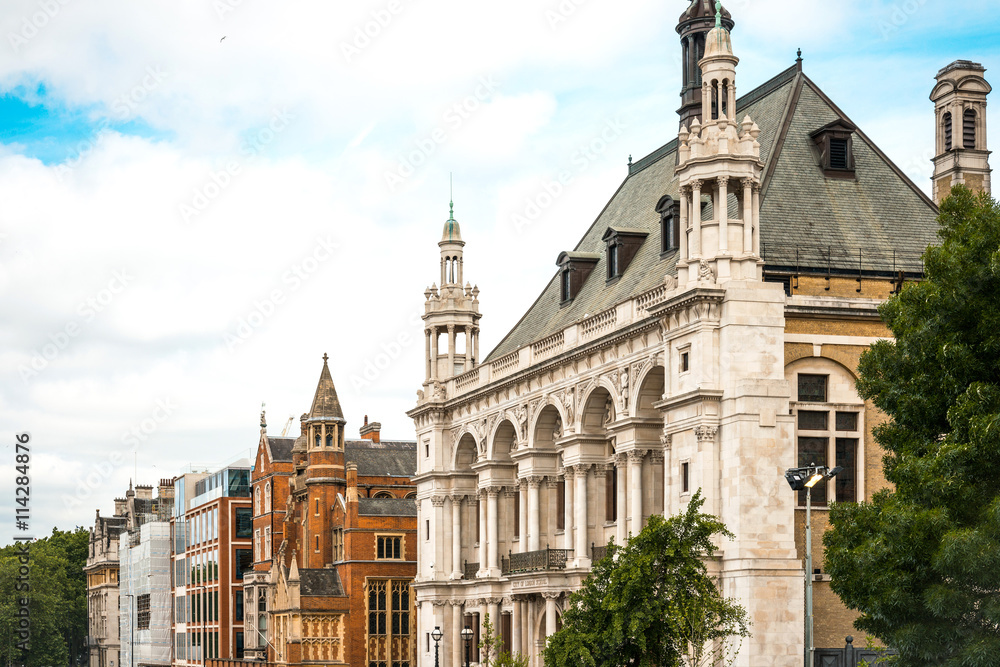 Street view of old buildings in London, England, UK