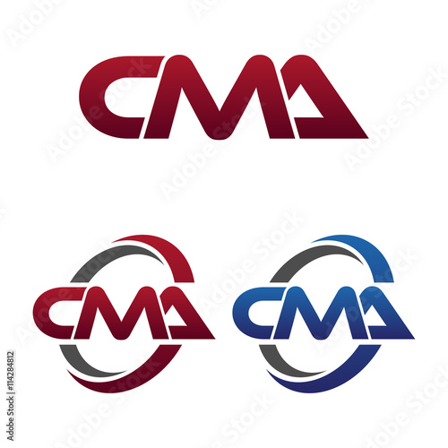 Modern 3 Letters Initial logo Vector Swoosh Red Blue cma photo