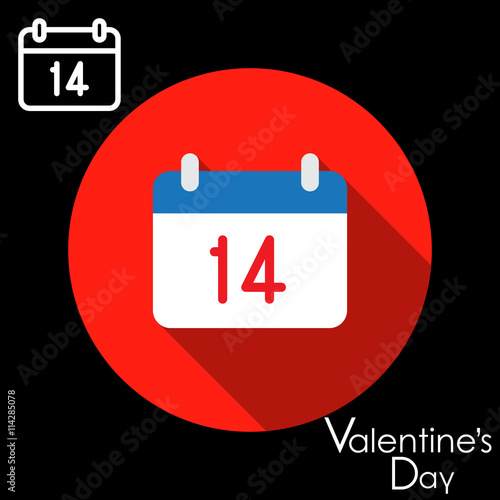 Valentines day, calendar icon suitable for info graphics, websites and print media. Vector, flat icon,