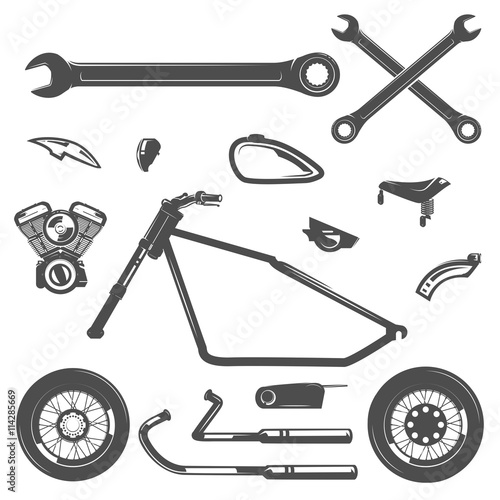 Set of motorcycle vintage style