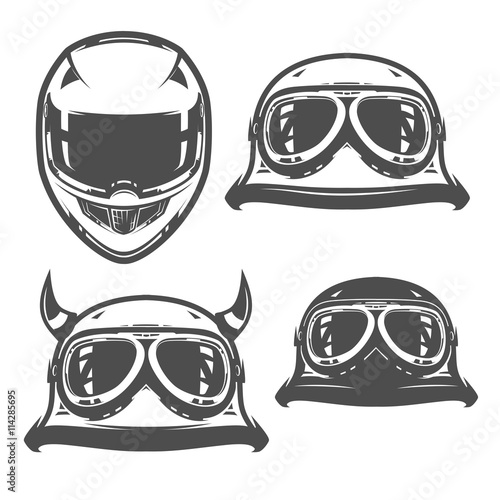 Set of motorcycle helmet vintage 