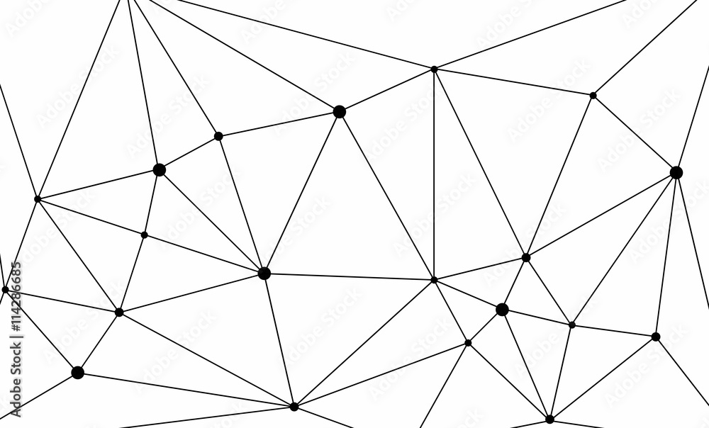Geometric triangle mesh background with black circles. Monochromatic texture Geometric triangle mesh background with black circles. Monochromatic texture