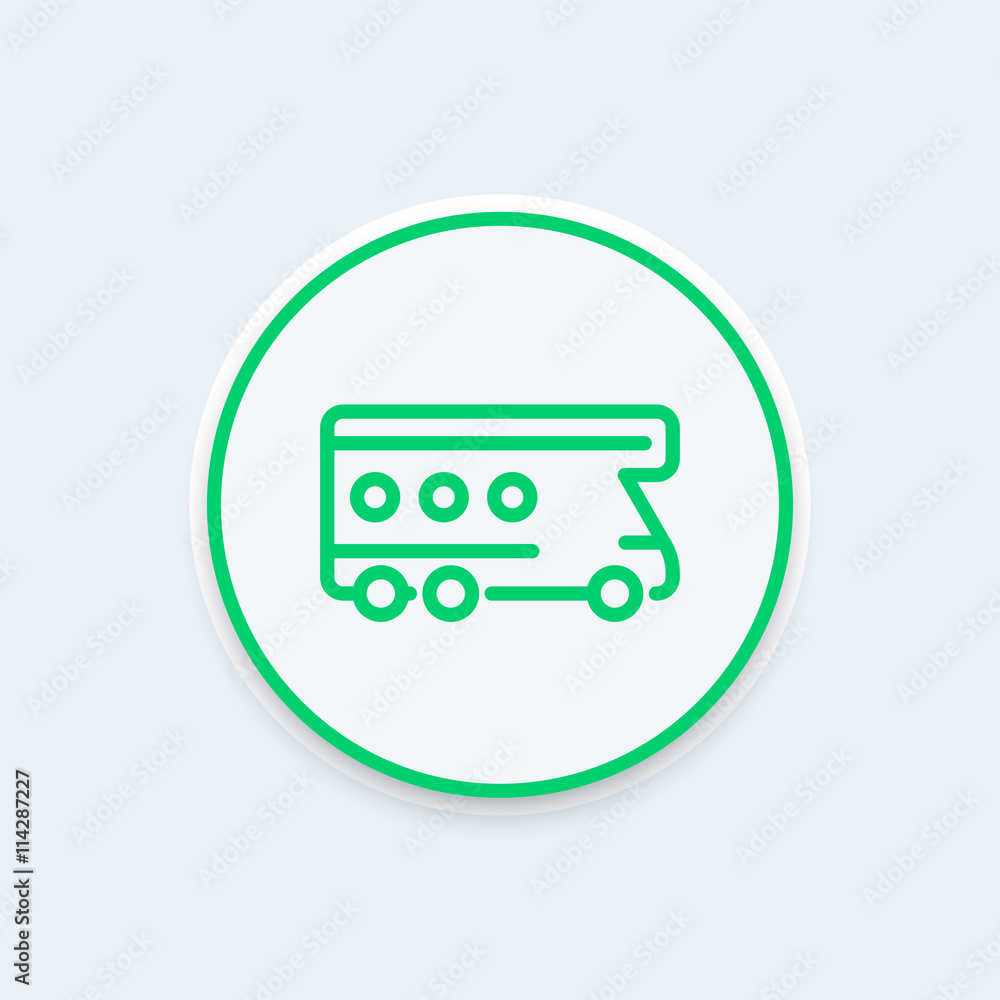 camping van icon, camper, camping vehicle sign, linear pictogram, vector illustration camping van icon, camper, camping vehicle sign, linear pictogram, vector illustration