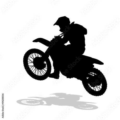 Motocross vector silhouette. Motocross jump. Moto racing