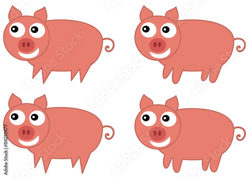 several pigs with different legs