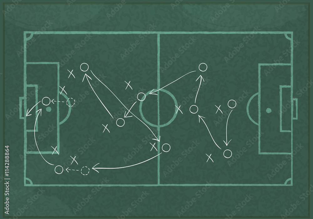 Realistic blackboard drawing a soccer game strategy. Realistic blackboard drawing a soccer game strategy.