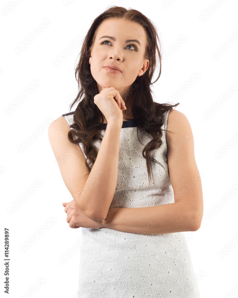Attractive young woman thinking. Attractive young woman thinking.