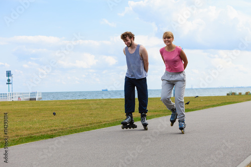 Cheerful couple enjoying ride together.