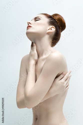 Erotic portrait of young beautiful woman. 