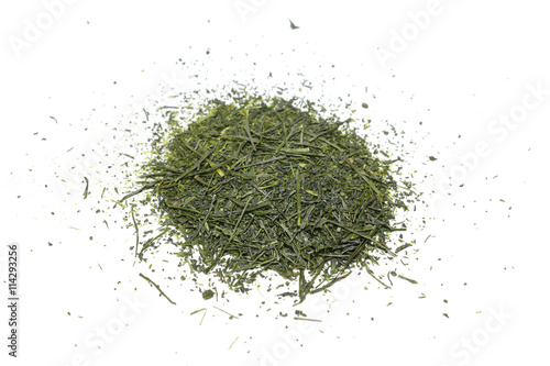 Japanese dried green tea leaf isolated