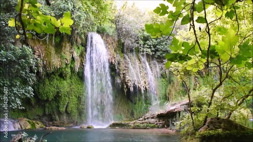 Waterfall flowing with sound. Kurshunlu waterfall in Turkey.  photo