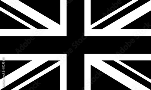 Black and White United Kingdom flag - Brexit. United Kingdom exit from the European Union. Election or referendum in Great Britain.