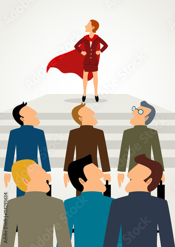 Simple cartoon of superhero businesswoman
