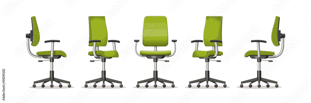 Illustration of an office chair in different perspectives Illustration of an office chair in different perspectives