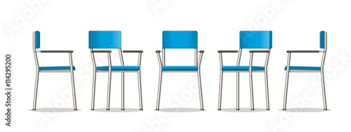 Illustration of an chair in different perspectives