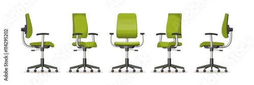Illustration of an office chair in different perspectives