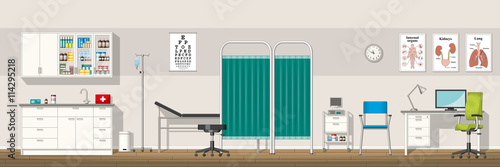 Illustration of a doctor office, panorama