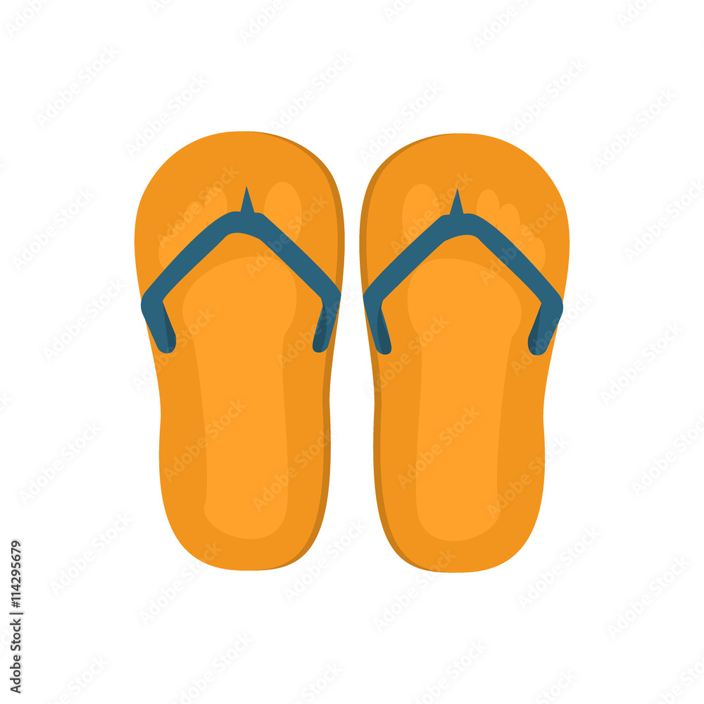 Pair of flip-flops isolated on white background. Vector illustration.