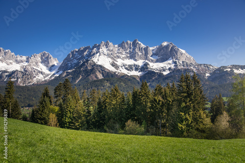 Alpine scenery in spring, Wilder Kaiser, Kitzbühel, Tyrol, Austria