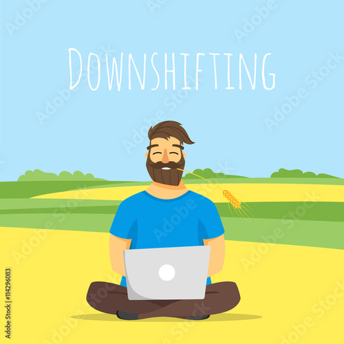 Vector concept illustration of downshifting.