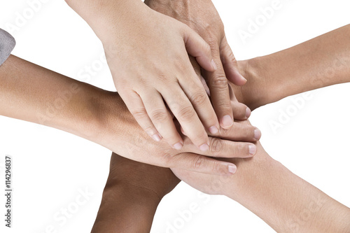 Wallpaper Mural people put hand together isolated on white background for use as Torontodigital.ca