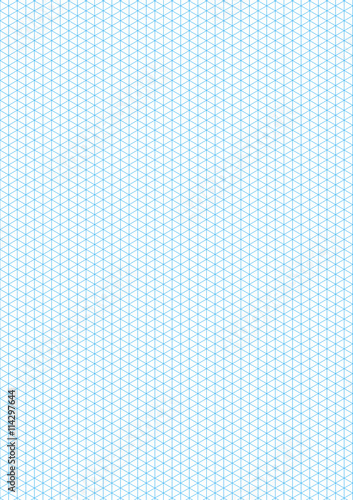 Cyan isometric grid with vertical guideline on a4 sheet size