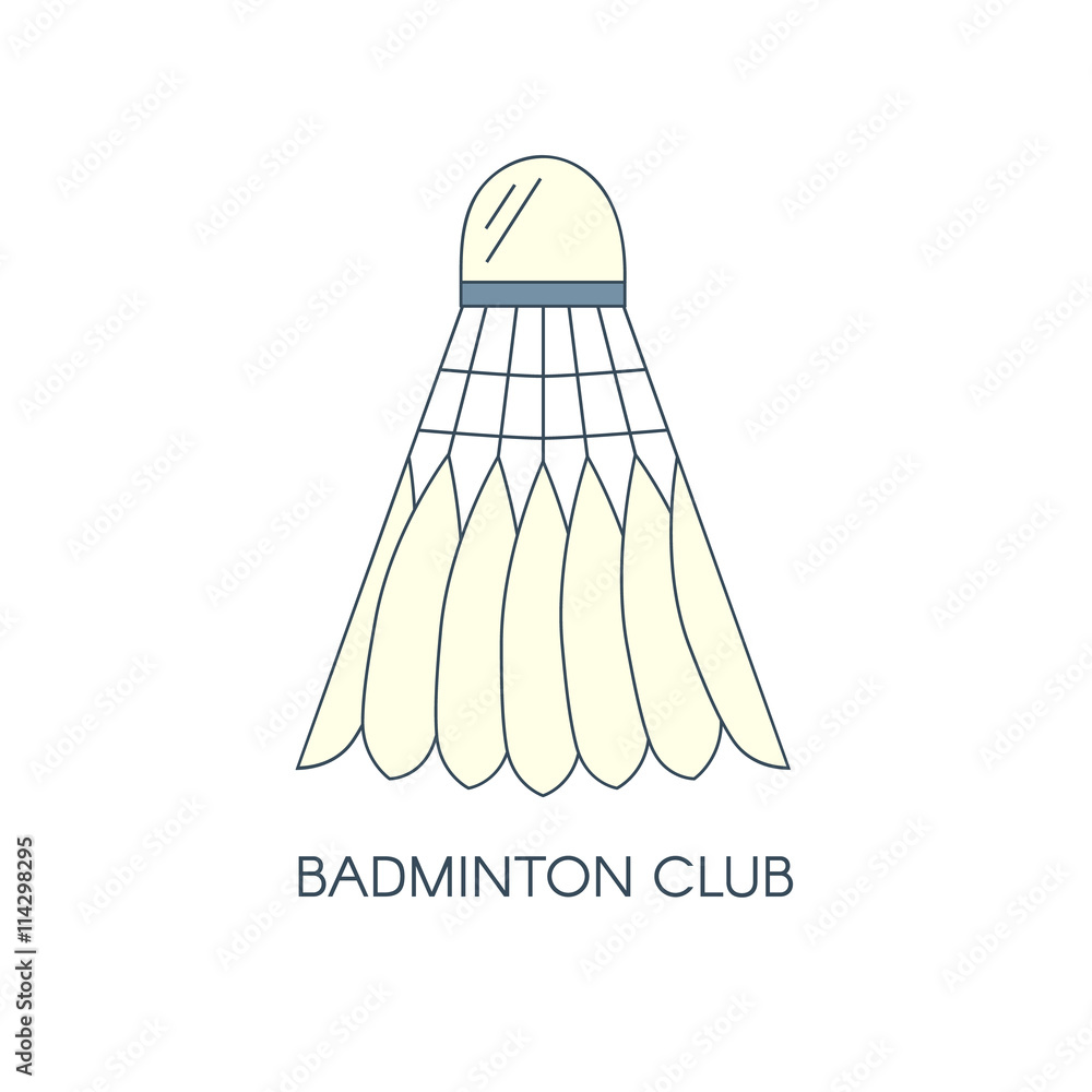 Badminton feathered shuttlecock icon. Isolated. Creative logo template for badminton club. Vector linear illustration on white background