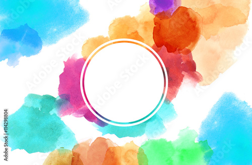 Фотография colorful spotty watercolour illustration painting with circle copy space