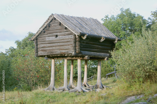 wooden hut on legs