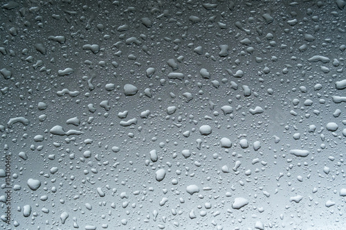 Rain drops on car.