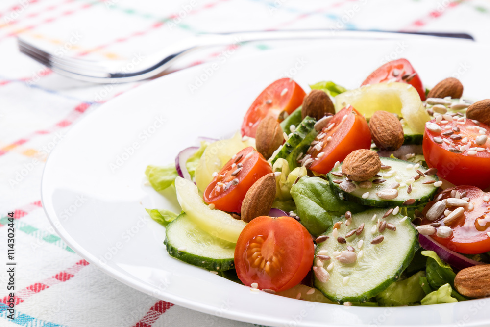 vegetable salad on breakfast table vegetable salad on breakfast table