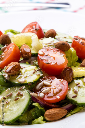 vegetable salad on breakfast table