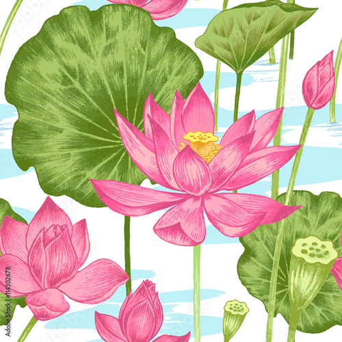  Seamless pattern with flowers.