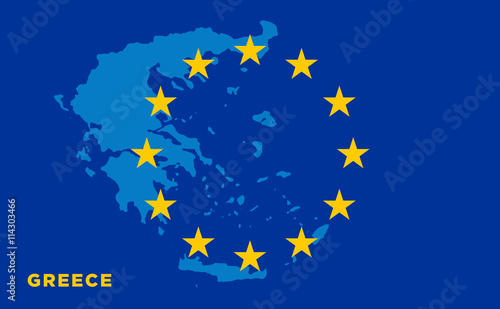 Flag of European Union with Greece on background