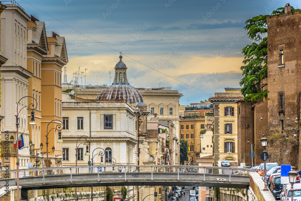 Rome city center architecture. / Modern and traditional architecture in eternal city center in Rome, Italy Europe.