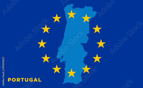 Flag of European Union with Portugal on background