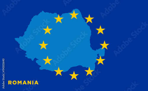 Flag of European Union with Romania on background