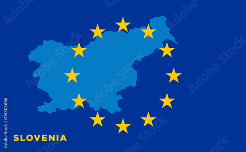 Flag of European Union with Slovenia on background