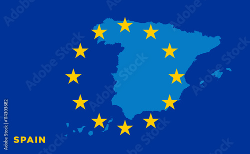 Flag of European Union with Spain on background