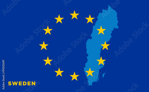 Flag of European Union with Sweden on background