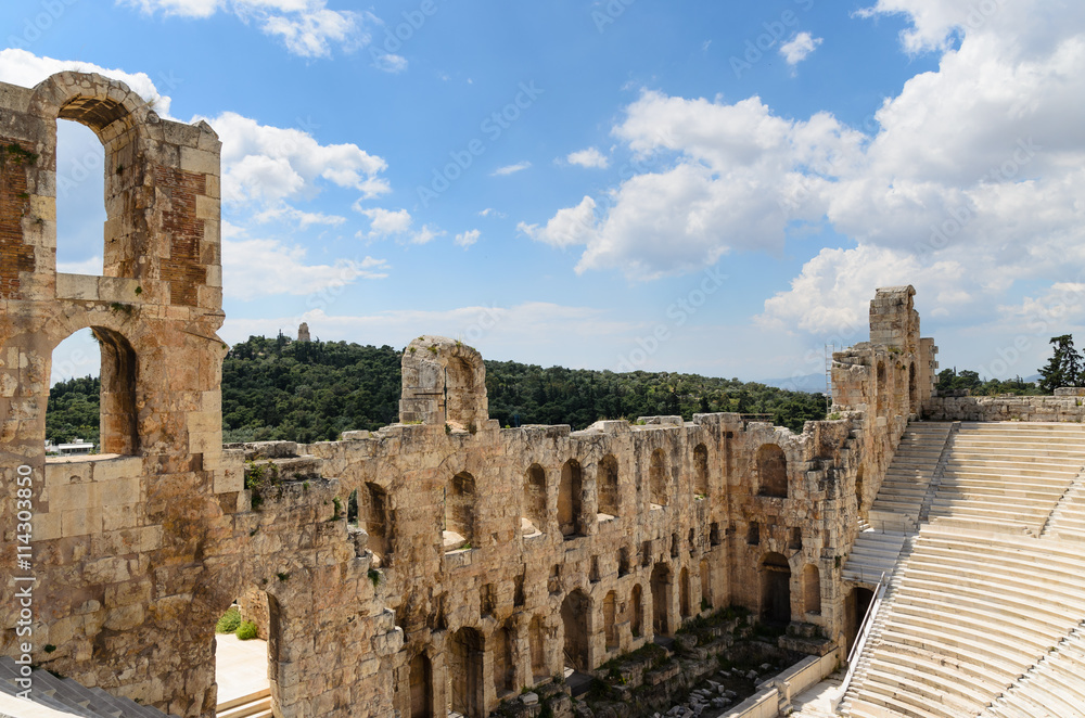 Odeon of Herodes Atticus under Acropolis in Athens,Greece