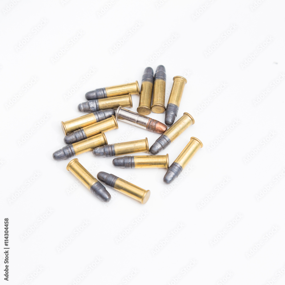 Small .22lr caliber ammunition in a pile Small .22lr caliber ammunition in a pile