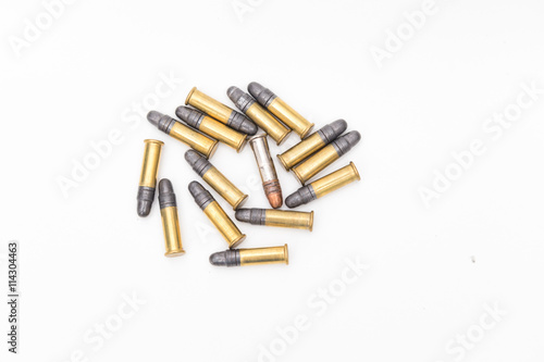 Small .22lr caliber ammunition in a pile photo