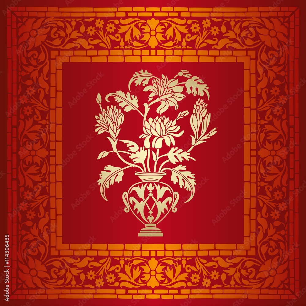 wedding card design, paisley floral pattern , India wedding card design, paisley floral pattern , India