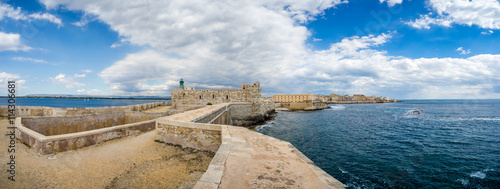 Panorama castle Maniace in Ortigia Old Town, Sicily