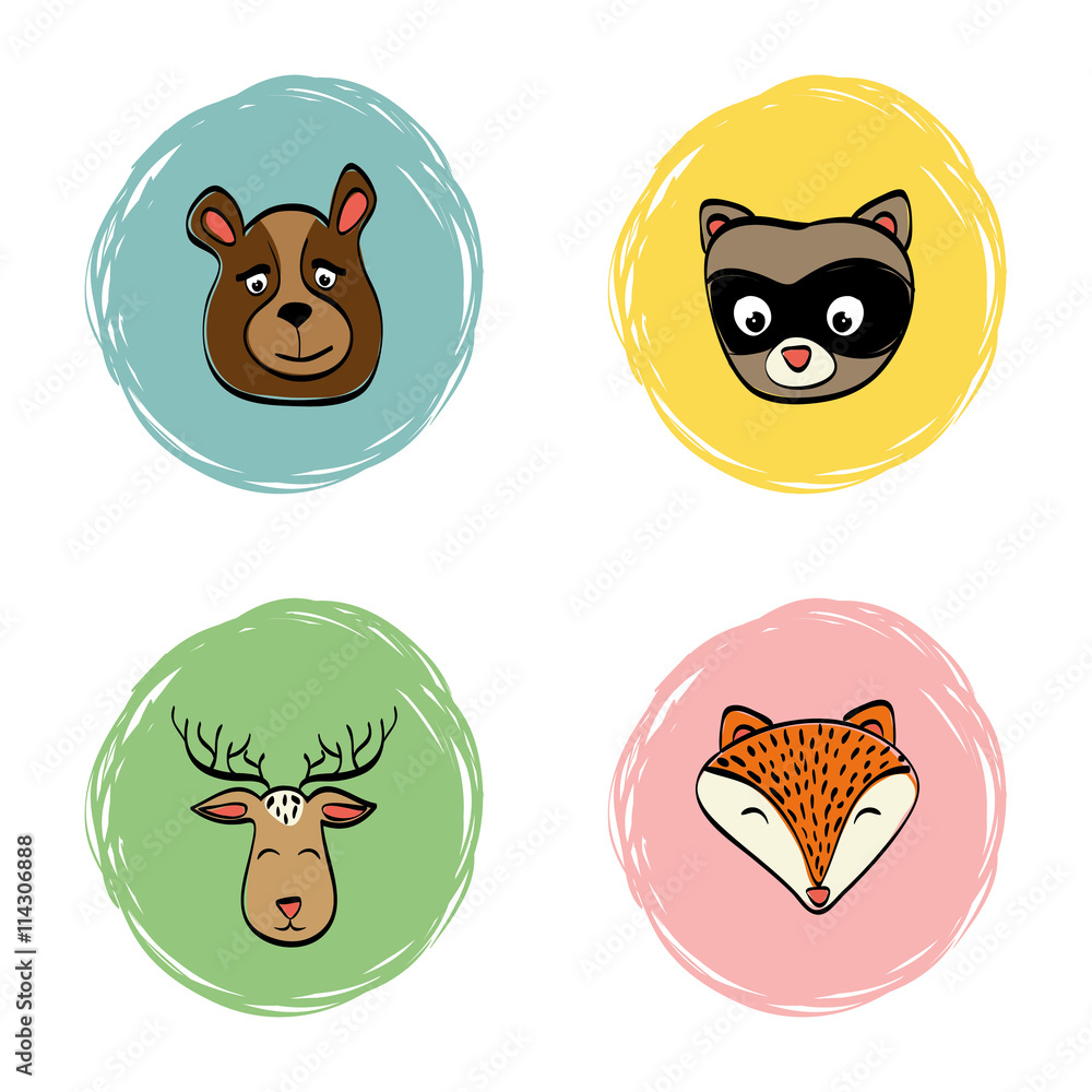 Obraz premium Merry Christmas and happy holidays concept represented by cartoon animals icon. isolated and flat illustration