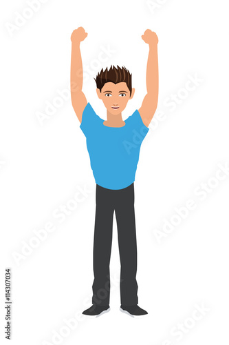 man with raised arms icon