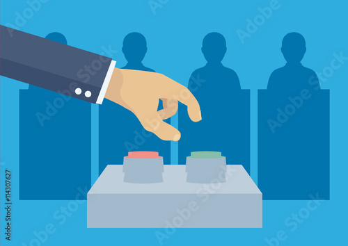 Elections voting, politics and elections illustration, hand pressing button