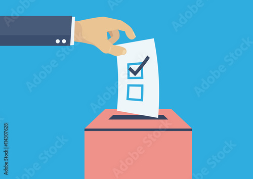 Elections voting, politics and elections illustration, hand dropping vote