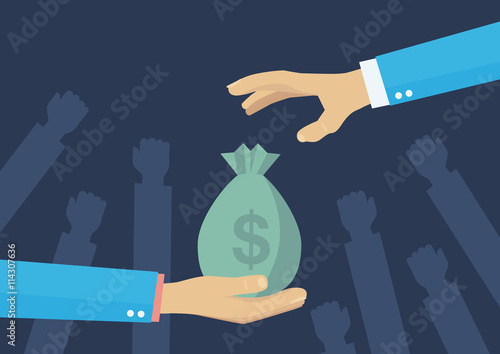 Political corruption, politics and elections illustration concept